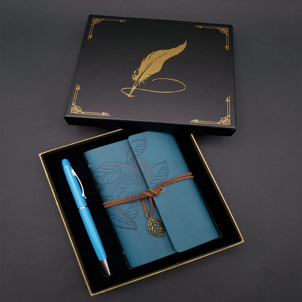 Siyah Kutulu Yaprak Desenli Mavi Deri Defter Ve Kalem Seti ( Lisinya ) Siyah Kutulu Yaprak Desenli Mavi Deri Defter Ve Kalem Seti ( Lisinya )