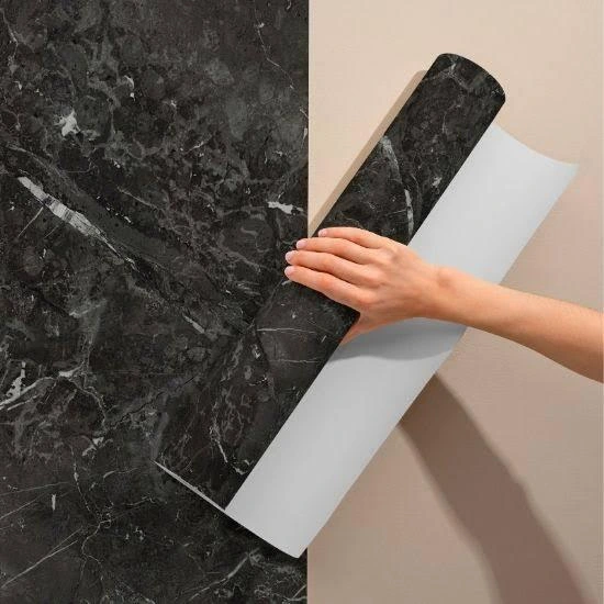 Siyah Mermer Desenli Yapışkanlı Kaplama Kağıdı 5 Metre ( Lisinya ) Siyah Mermer Desenli Yapışkanlı Kaplama Kağıdı 5 Metre ( Lisinya )
