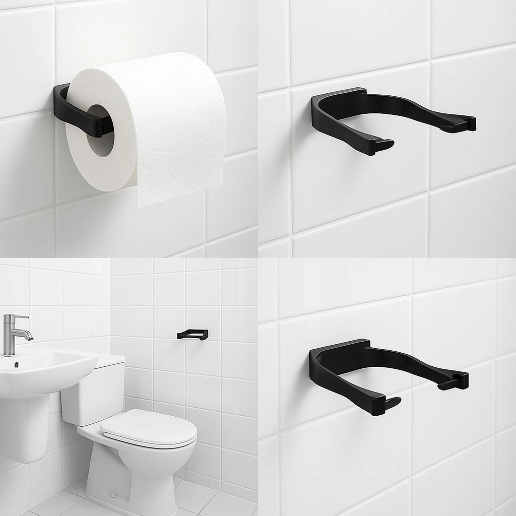 Siyah Metal Tuvalet Kağıdı Tutucu Mat Kaplama Banyo Peçetelik ( Lisinya )