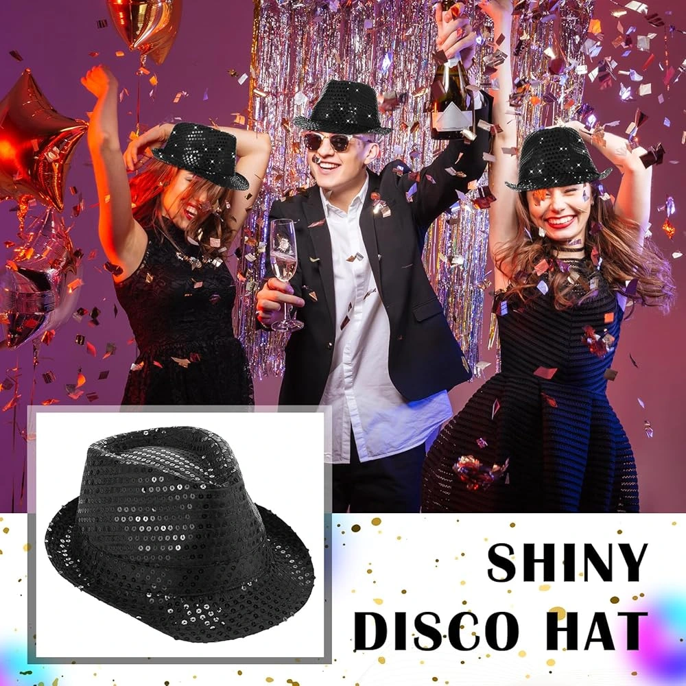 Siyah Payetli Fötr Şapka Yetişkin Boy ( Lisinya ) Siyah Payetli Fötr Şapka Yetişkin Boy ( Lisinya )