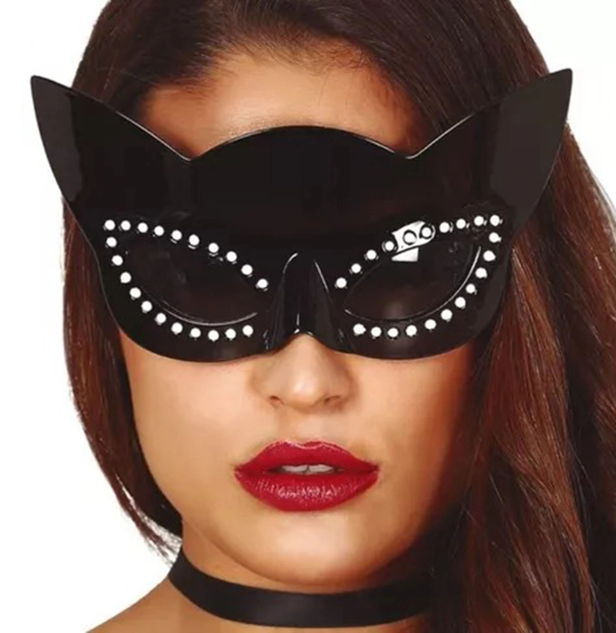 Siyah Renk Siyah Camlı Kedi Şekilli Parti Gözlüğü ( Lisinya )