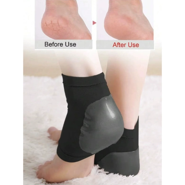 Siyah Silikon Topuk Nemlendirici Çorap ( Lisinya )