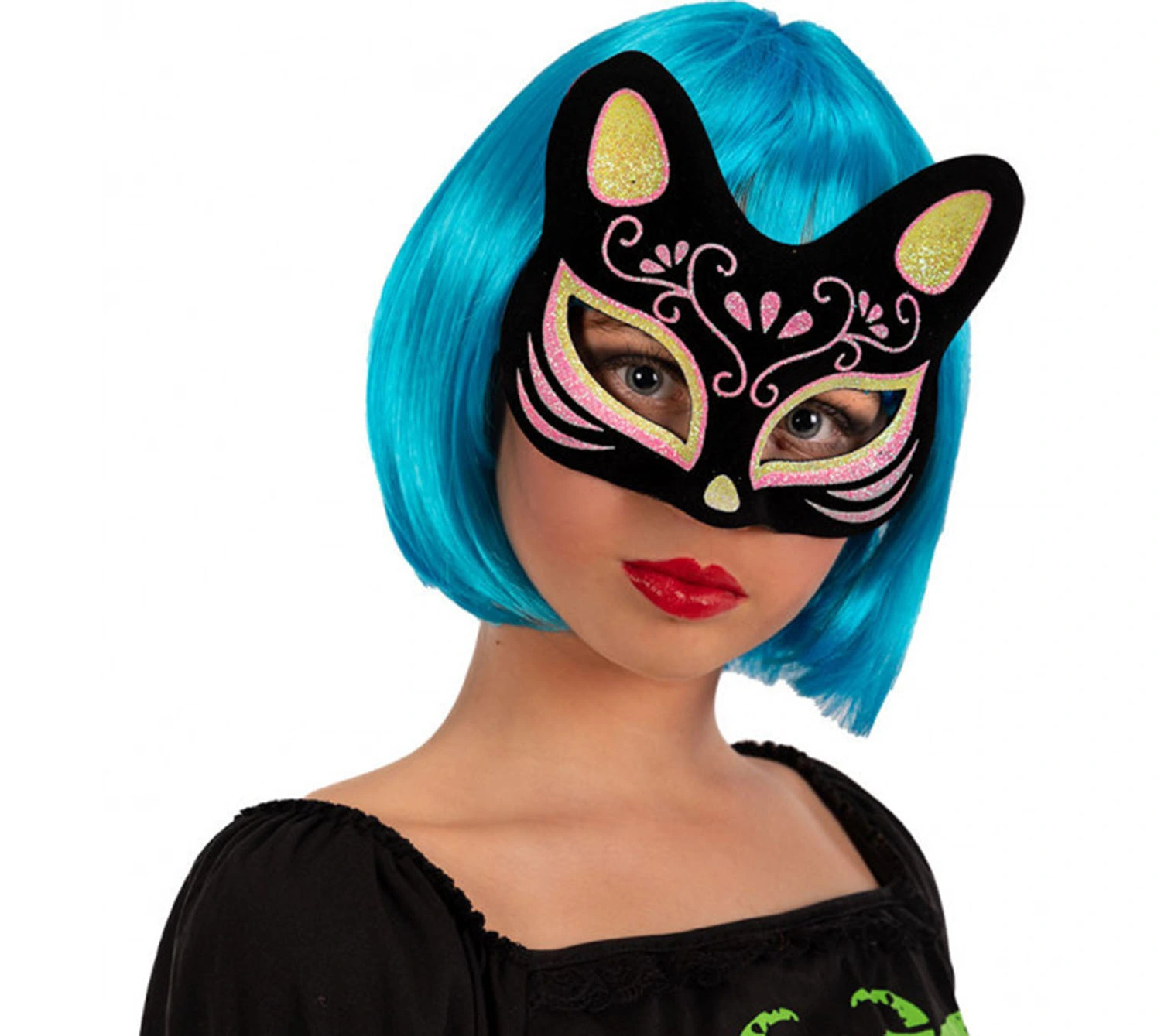 Siyah Süet Sarı Pembe Simli Kedi Maskesi ( Lisinya ) Siyah Süet Sarı Pembe Simli Kedi Maskesi ( Lisinya )