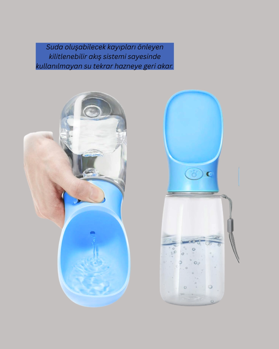 Sızdırma Önleyici Silikon Halkalı Pet Su Dispenseri Gezi Seyahat İçin ( Lisinya )