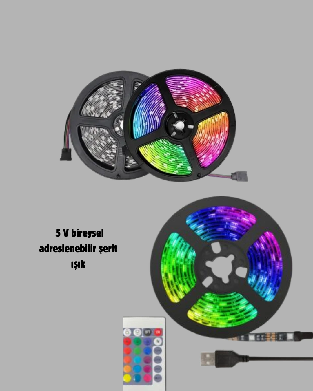 Smart Şerit Led Işık – Uzaktan Kumandalı, Usb Girişli, Müzik Modlu ( Lisinya )