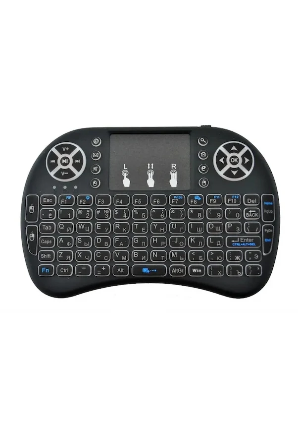 Smart Tv Box Ps3 Uyumlu Kablosuz Dokunmatik Işıklı Şarjlı Touchpadli Mini Q Klavye ( Lisinya )