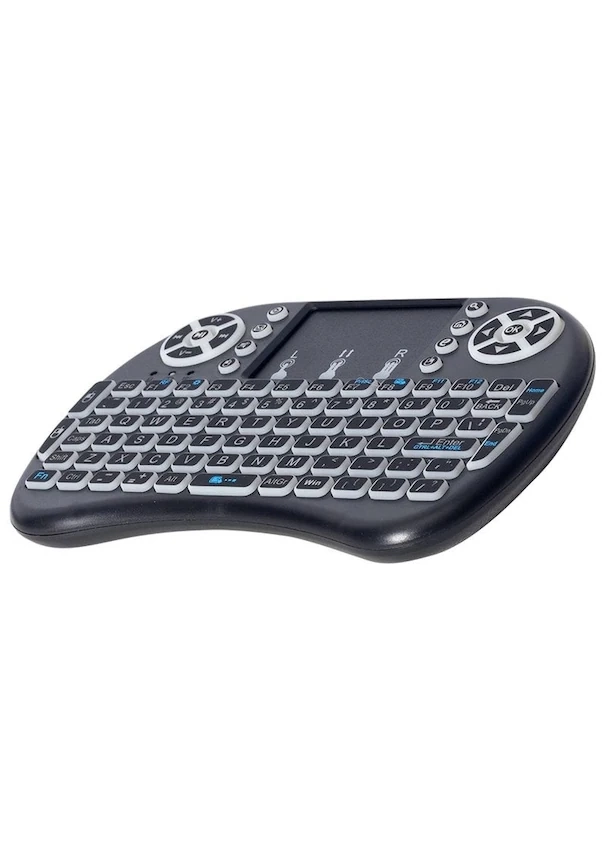 Smart Tv Box Ps3 Uyumlu Kablosuz Dokunmatik Işıklı Şarjlı Touchpadli Mini Q Klavye ( Lisinya )