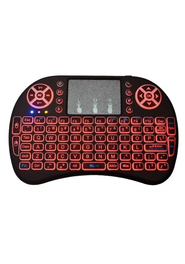 Smart Tv Box Ps3 Uyumlu Kablosuz Dokunmatik Işıklı Şarjlı Touchpadli Mini Q Klavye ( Lisinya )