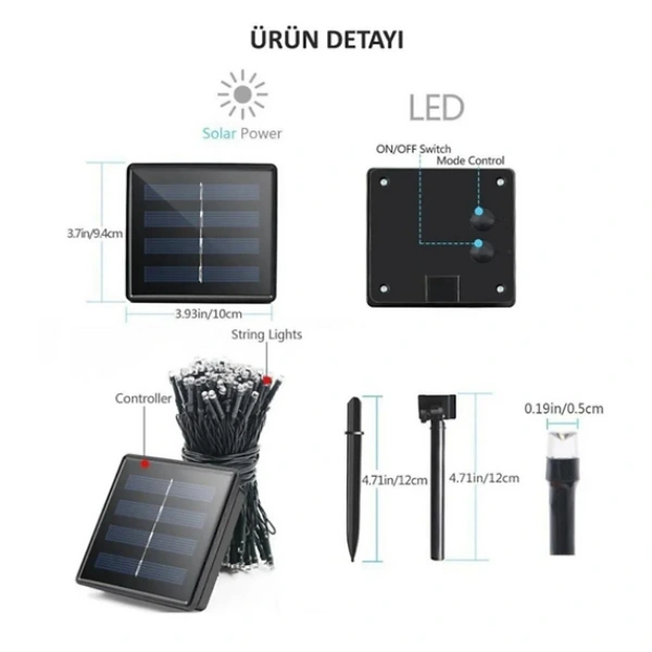 Solar 100 Ledli 12 Metre Bahçe Aydınlatma ( Lisinya ) Solar 100 Ledli 12 Metre Bahçe Aydınlatma ( Lisinya )