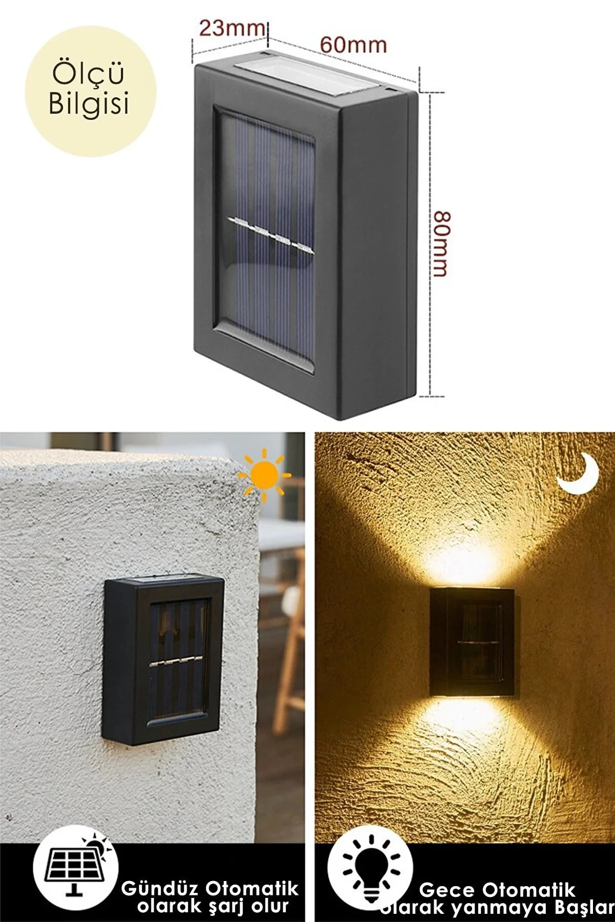 Solar Aplik Çift Taraflı Lamba ( Lisinya ) Solar Aplik Çift Taraflı Lamba ( Lisinya )