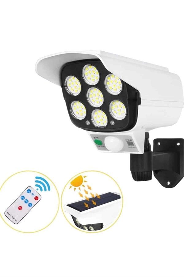 Solar Bahçe Aydınlatması Hareket Sensörlü Uzaktan Kumandalı Kamera Görünümlü ( Lisinya )