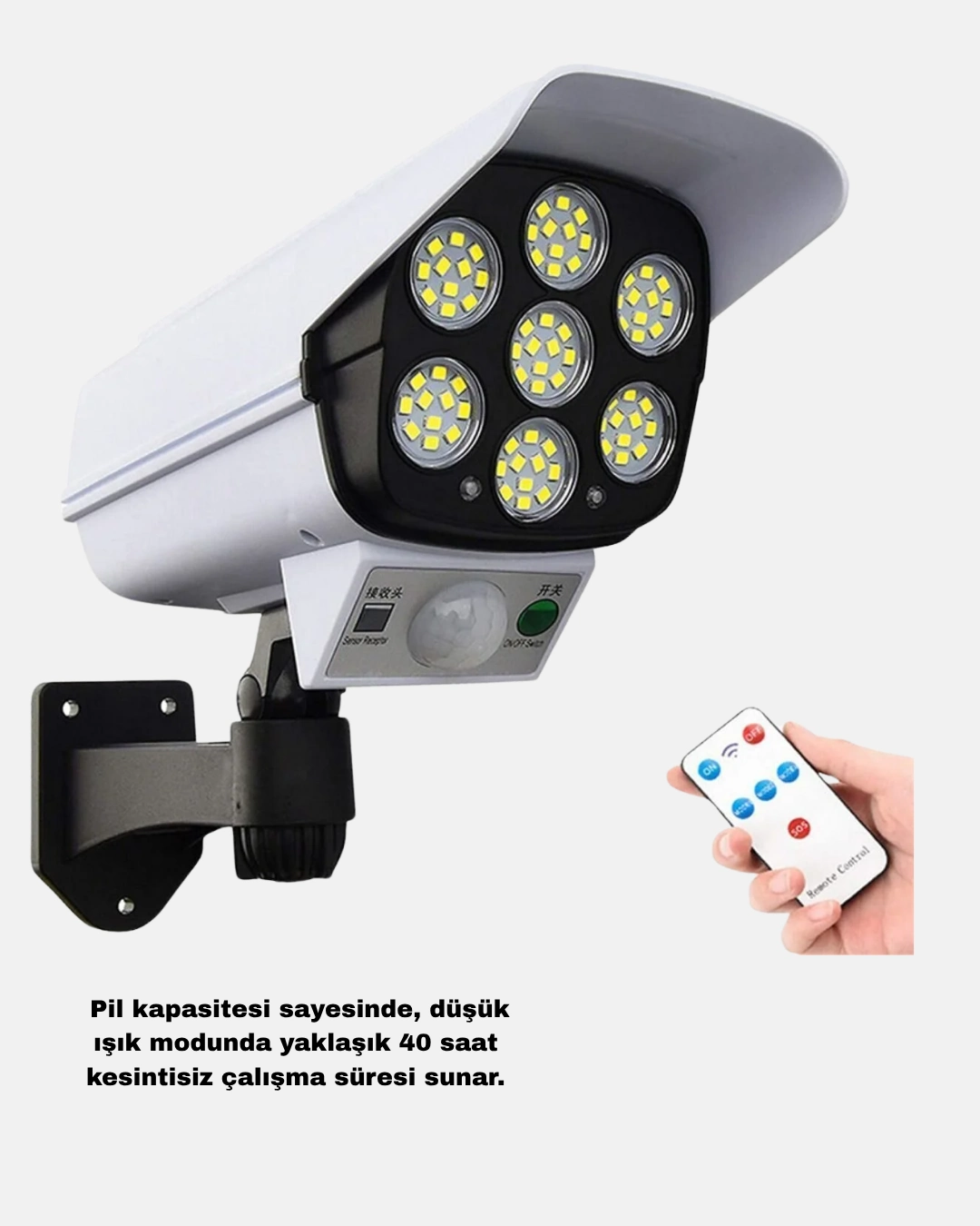 Solar Bahçe Aydınlatması Su Geçirmez Ip66 Pır Sensörlü Uzun Çalışma Süreli ( Lisinya )