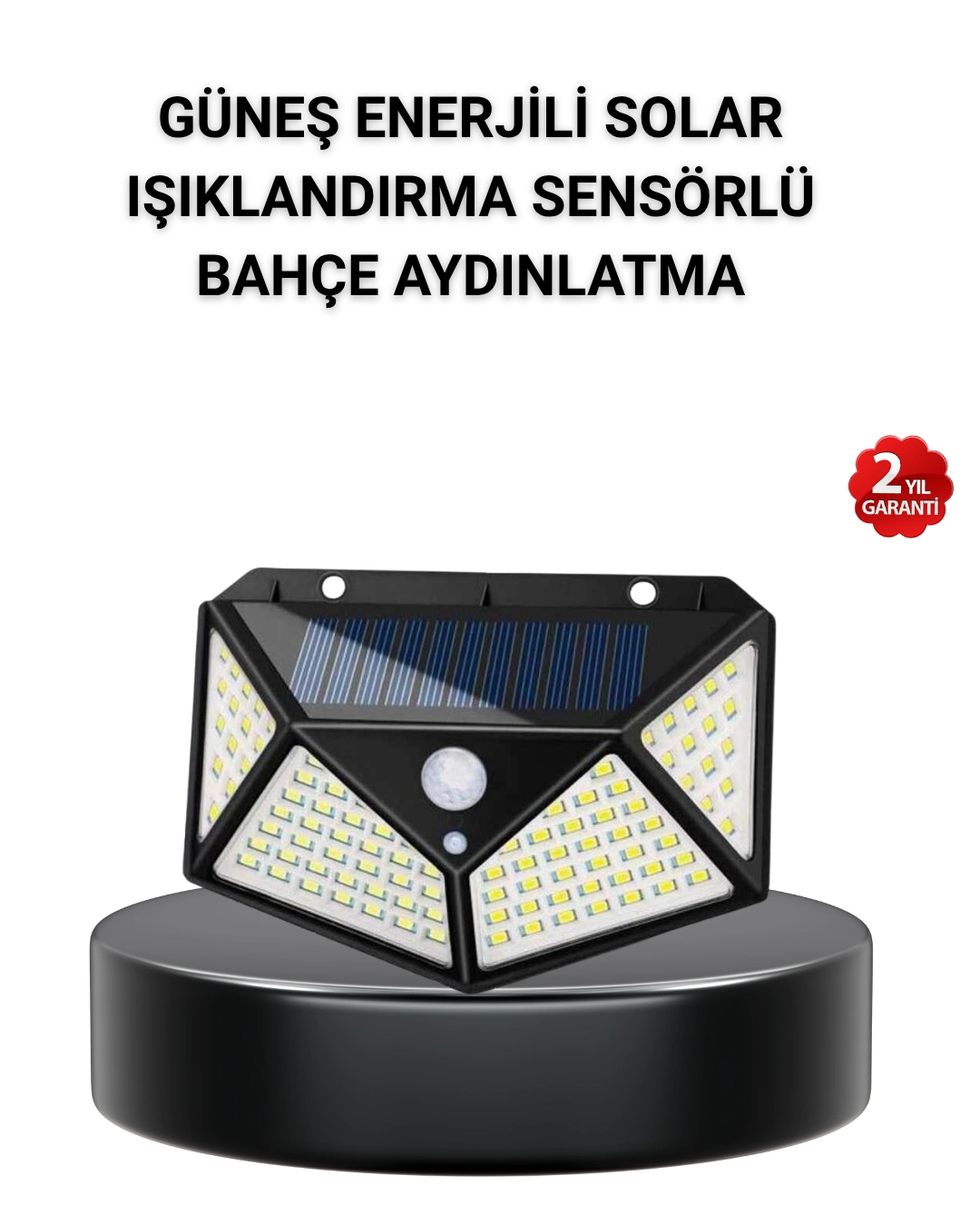 Solar Bahçe Lambası 100 Led Hareket Sensörlü Güneş Enerjili Aydınlatma ( Lisinya )