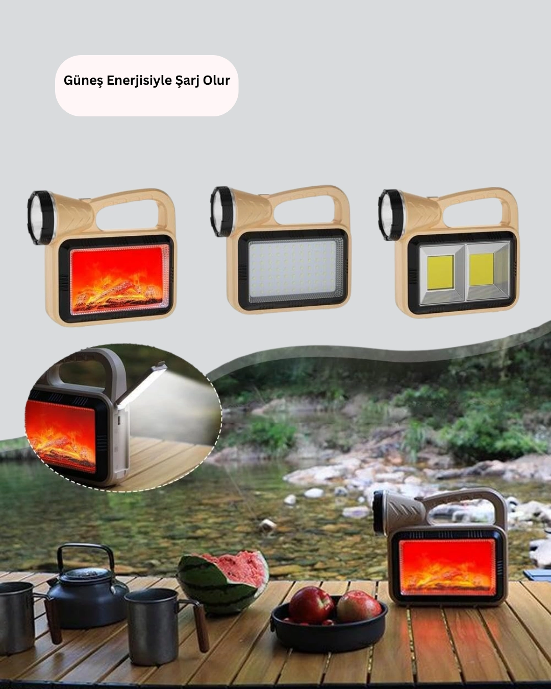 Solar Cob Alev Efektli Lamba – Güneş Enerjili, Suya Dayanıklı, Taşınabilir ( Lisinya )