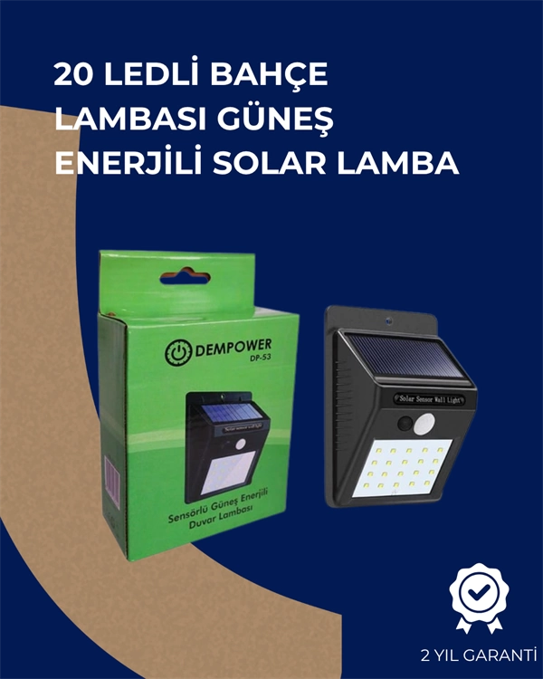 Solar Enerjili 20 Led Duvar Lambası | Hareket Sensörlü, Su Geçirmez, Kablo Gerektirmez ( Lisinya )