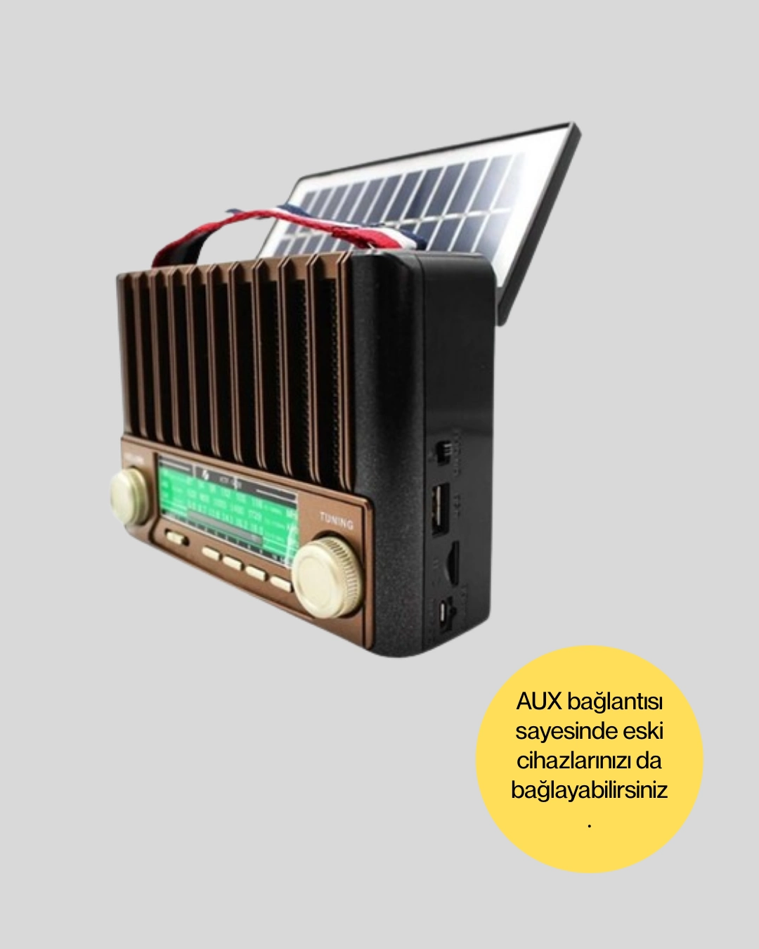 Solar Şarjlı Taşınabilir Radyo Bluetooth Hoparlör Usb Sd Destekli ( Lisinya )