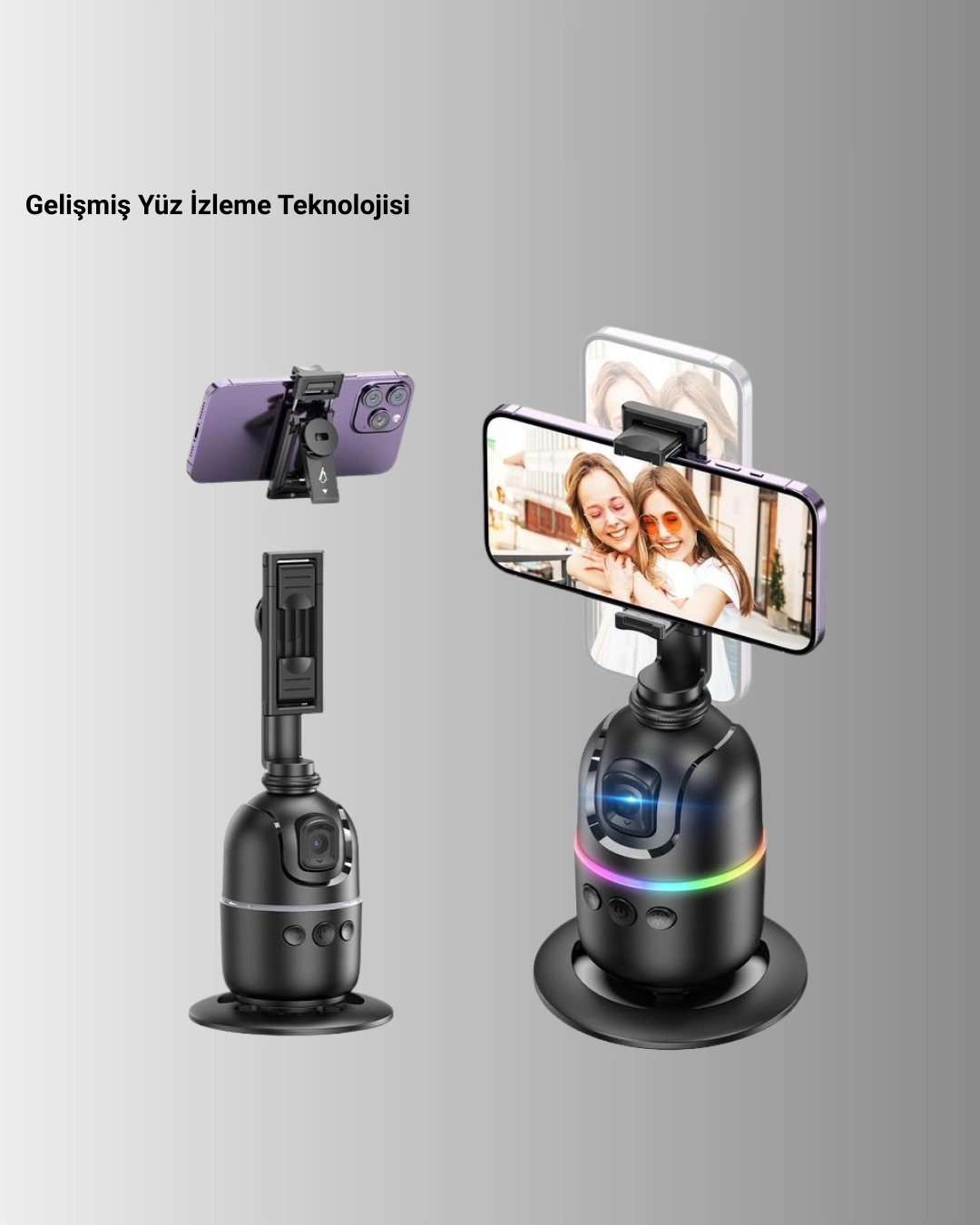 Sosyal Medya İçerikleri İçin Otomatik Yüz Takipli 360° Döner Gimbal Stand ( Lisinya )