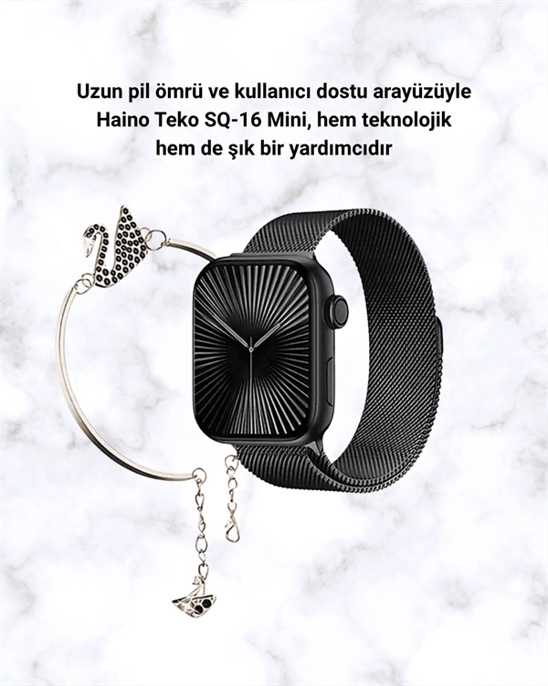 SQ-16 Mini Series 10 Akıllı Saat | Şık Ve Hafif Tasarım, 3 Kordon Seçeneği ( Lisinya )
