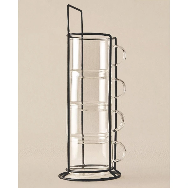 Standlı Borosilikat 4'lü Fincan Seti ( Lisinya ) Standlı Borosilikat 4'lü Fincan Seti ( Lisinya )