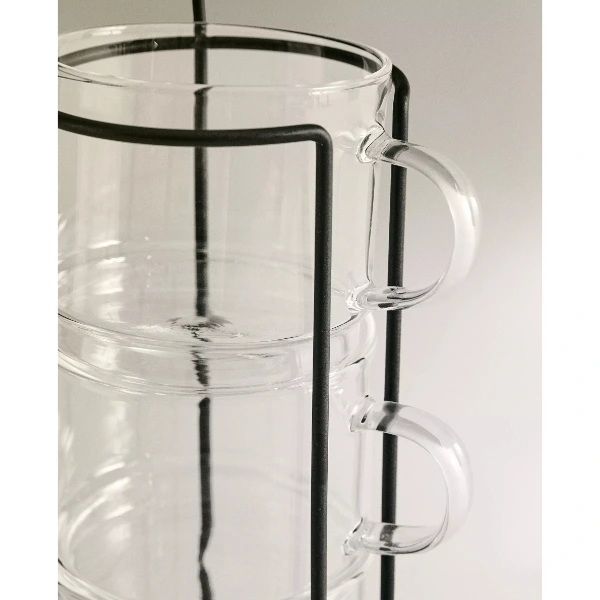 Standlı Borosilikat 4'lü Fincan Seti ( Lisinya )