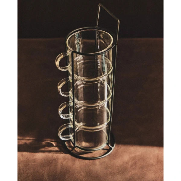 Standlı Borosilikat 4'lü Fincan Seti ( Lisinya )