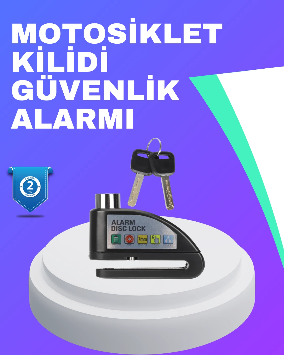 Su Geçirmez Alarm Disk Kilidi Motosiklet Scooter Bisiklet Güvenlik ( Lisinya )