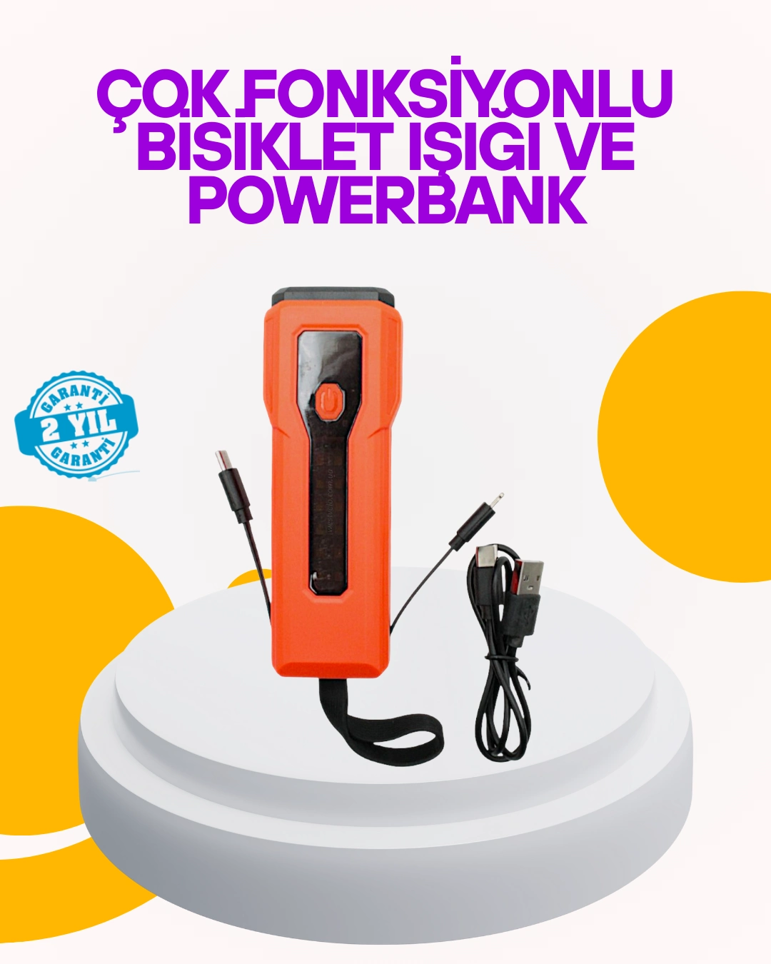 Su Geçirmez Bisiklet Işığı 5000 Mah Powerbankli Ön Far ( Lisinya )