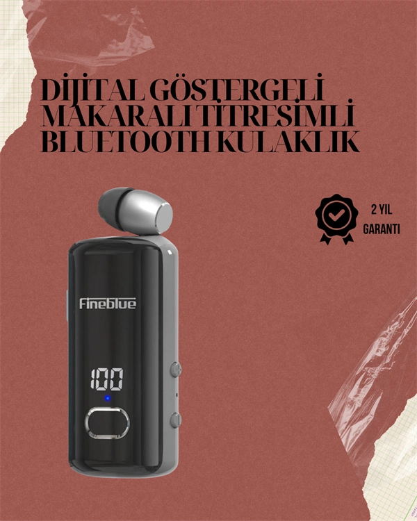 Su Geçirmez Fineblue F580 Kulaklık – Dijital Ekranlı, Klipsli, Geri Çekilebilir Kablo Ve Gürültü Engelleme Özellikli ( Lisinya )