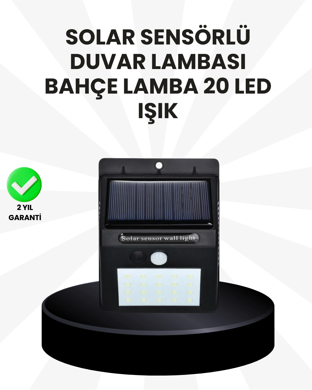 Su Geçirmez Ip65 20 Led Solar Sensörlü Bahçe Ve Veranda Aydınlatma ( Lisinya )