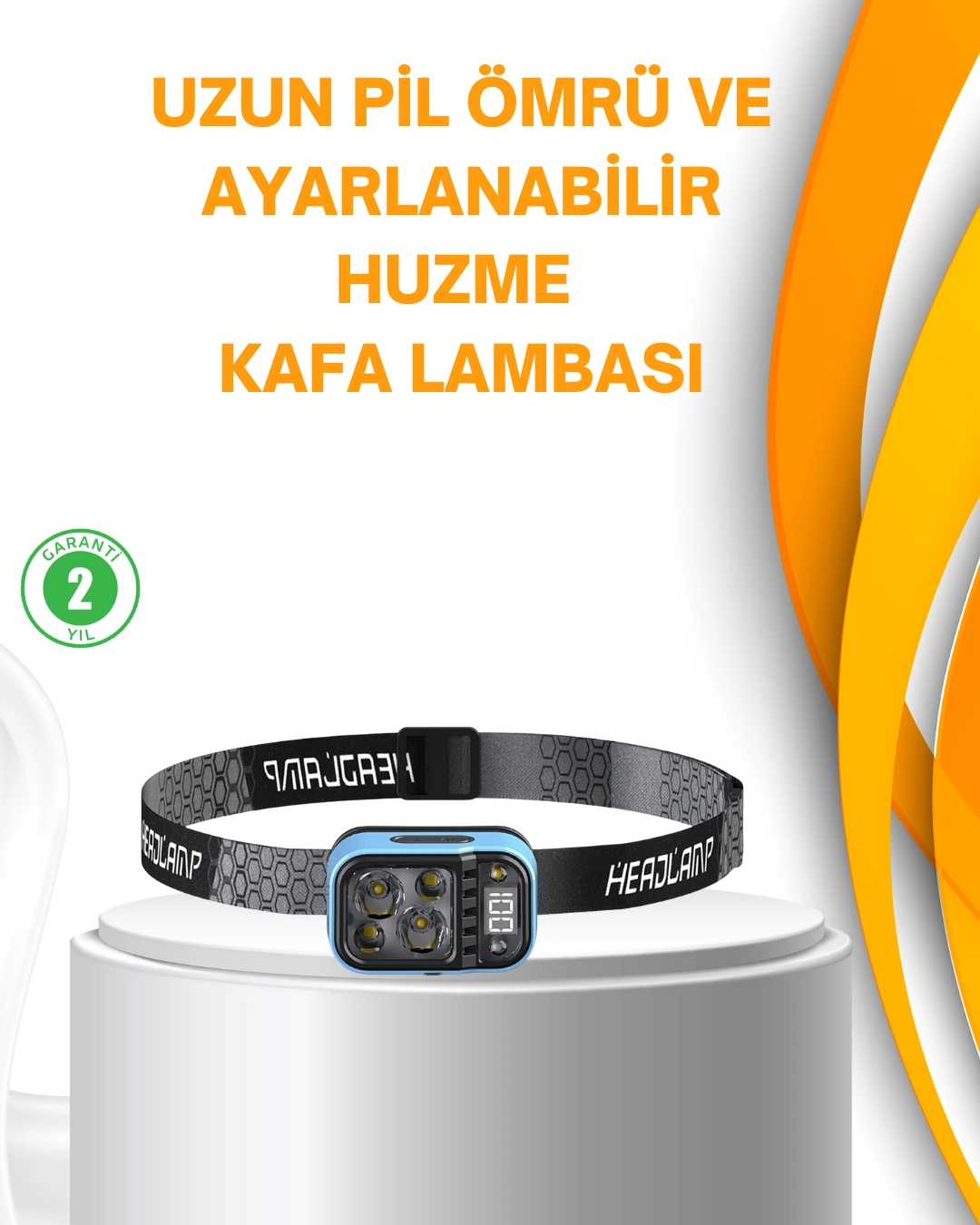 Su Geçirmez Led Kafa Lambası 53 Çalışma Modu Güç Ekranlı ( Lisinya )