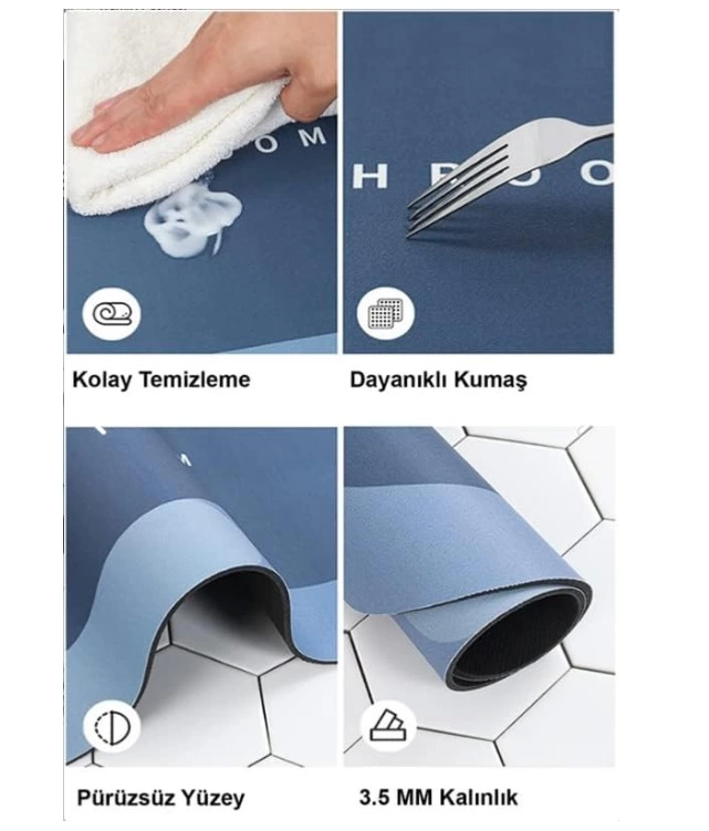 Süper Emici Banyo Paspası 38*58 Cm ( Lisinya )