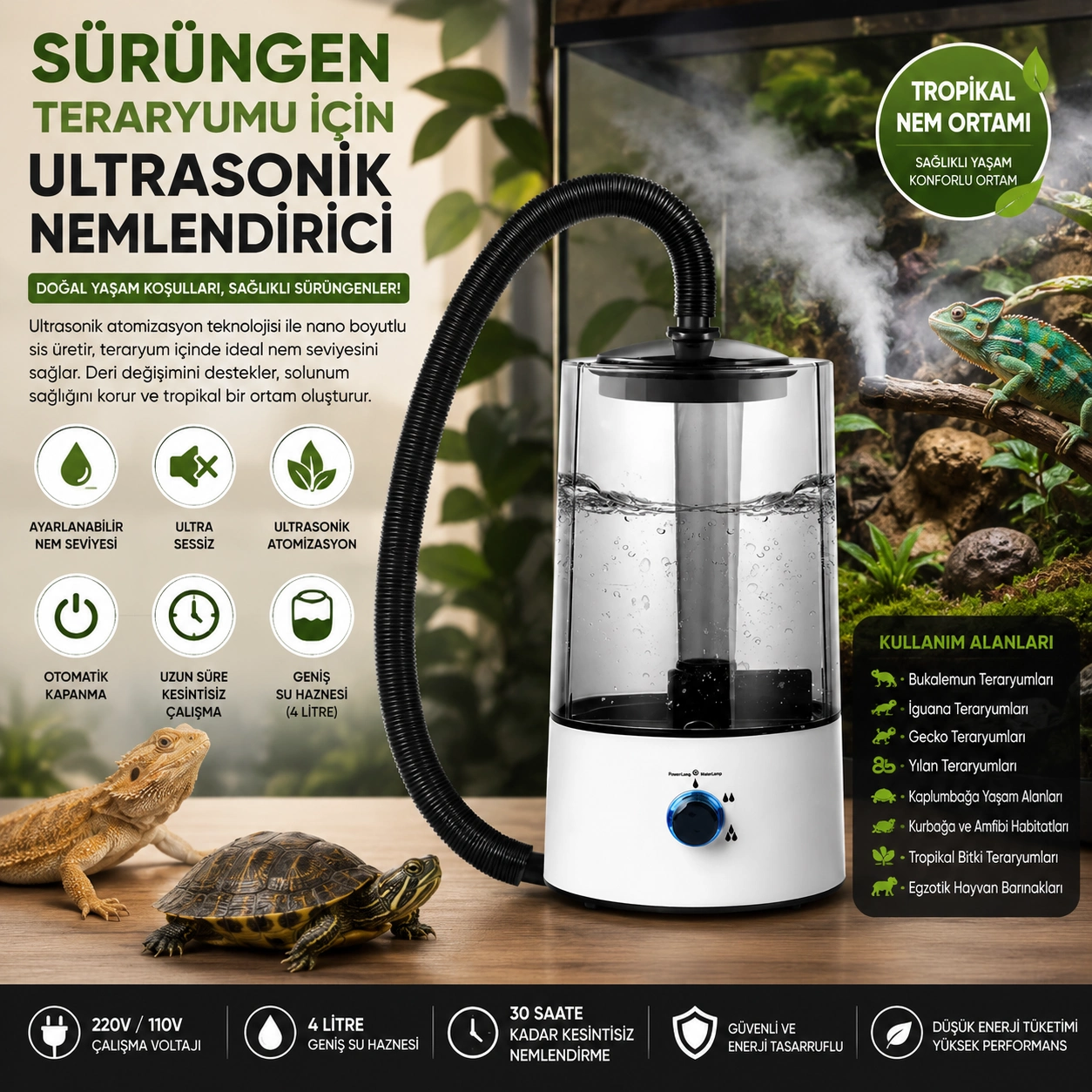 Sürüngen Teraryumu Nemlendirici Sis Makinesi - Ultrasonik Otomatik Buhar Üretici | Bukalemun, İguana, Gecko İçin ( Lisinya ) Sürüngen Teraryumu Nemlendirici Sis Makinesi - Ultrasonik Otomatik Buhar Üretici | Bukalemun, İguana, Gecko İçin ( Lisinya )