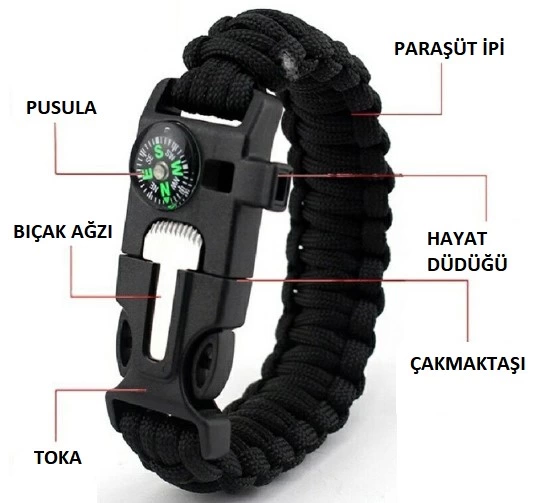Survıval Kamp Bileklik  Düdük Çok Amaçlı ( Lisinya )