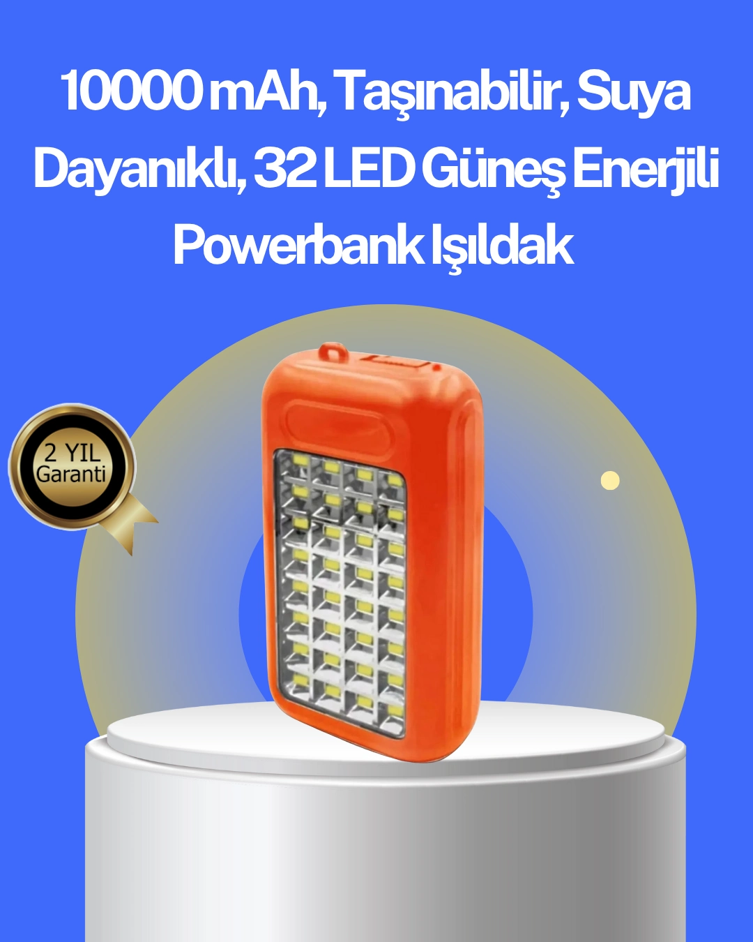 Suya Dayanıklı Güneş Paneli Destekli Powerbank Ve Işıldak ( Lisinya )