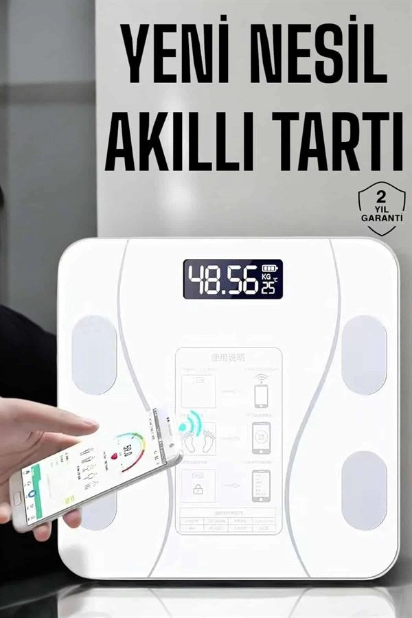 Tartı Baskül Dijital Elektronik Tartı Vücut Analiz Kablosuz Akıllı Yağ Ölçer ( Lisinya )