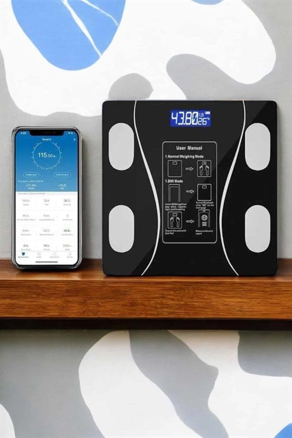 Tartı Baskül Dijital Elektronik Tartı Vücut Analiz Kablosuz Akıllı Yağ Ölçer ( Lisinya )