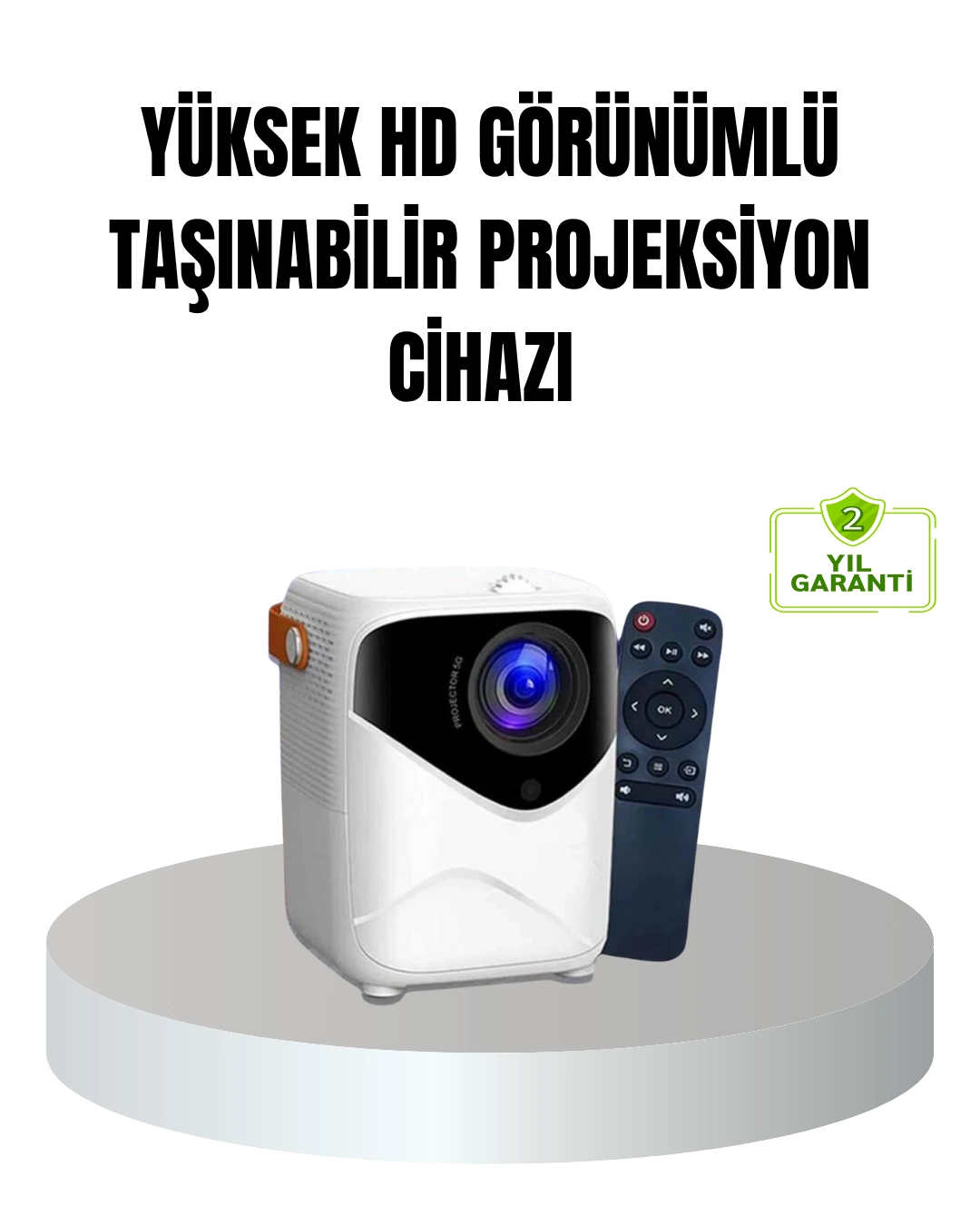 Taşınabilir 1080p Hd Akıllı Projektör – 64gb Dahili Hafıza, 2gb Ram, Uzaktan Kumandalı ( Lisinya )