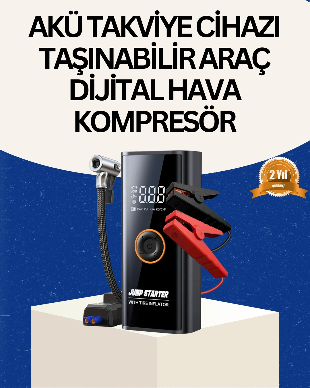 Taşınabilir Akü Takviye Ve Akıllı Lastik Şişirme Pompası ( Lisinya )