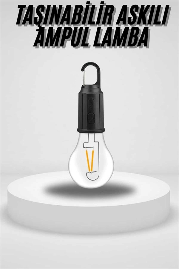Taşınabilir Askılı Ampul Kamp Lambası Askılı Type-c Şarjlı Bahçe Lambası ( Lisinya )