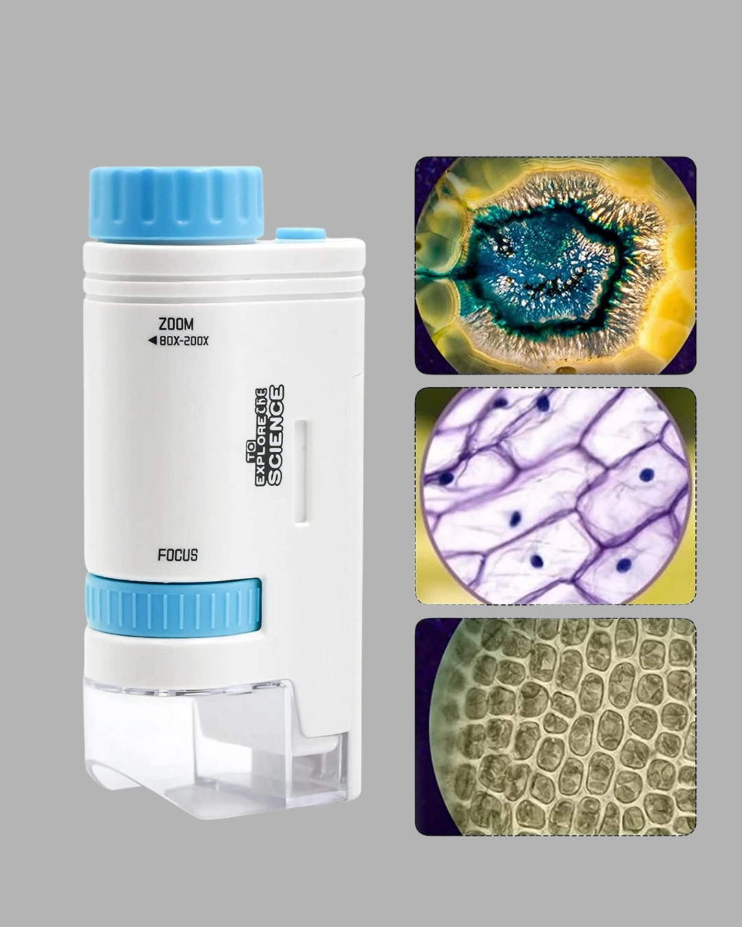 Taşınabilir Eğitim Mikroskobu 80x–200x Led Işıklı Ve Darbeye Dayanıklı ( Lisinya )