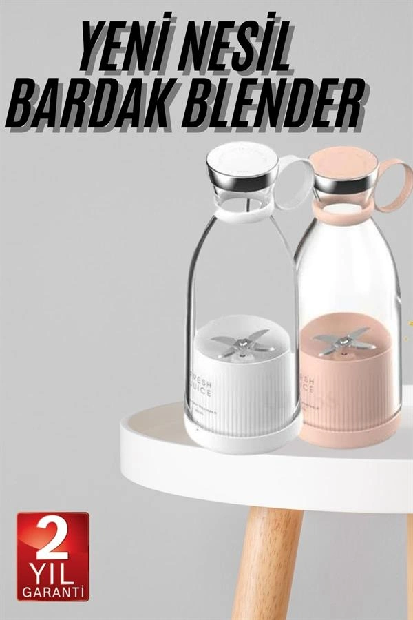 Taşınabilir Kablosuz Şarjlı Kişisel Smoothie El Blender Mini Meyve Sıkacağı ( Lisinya )