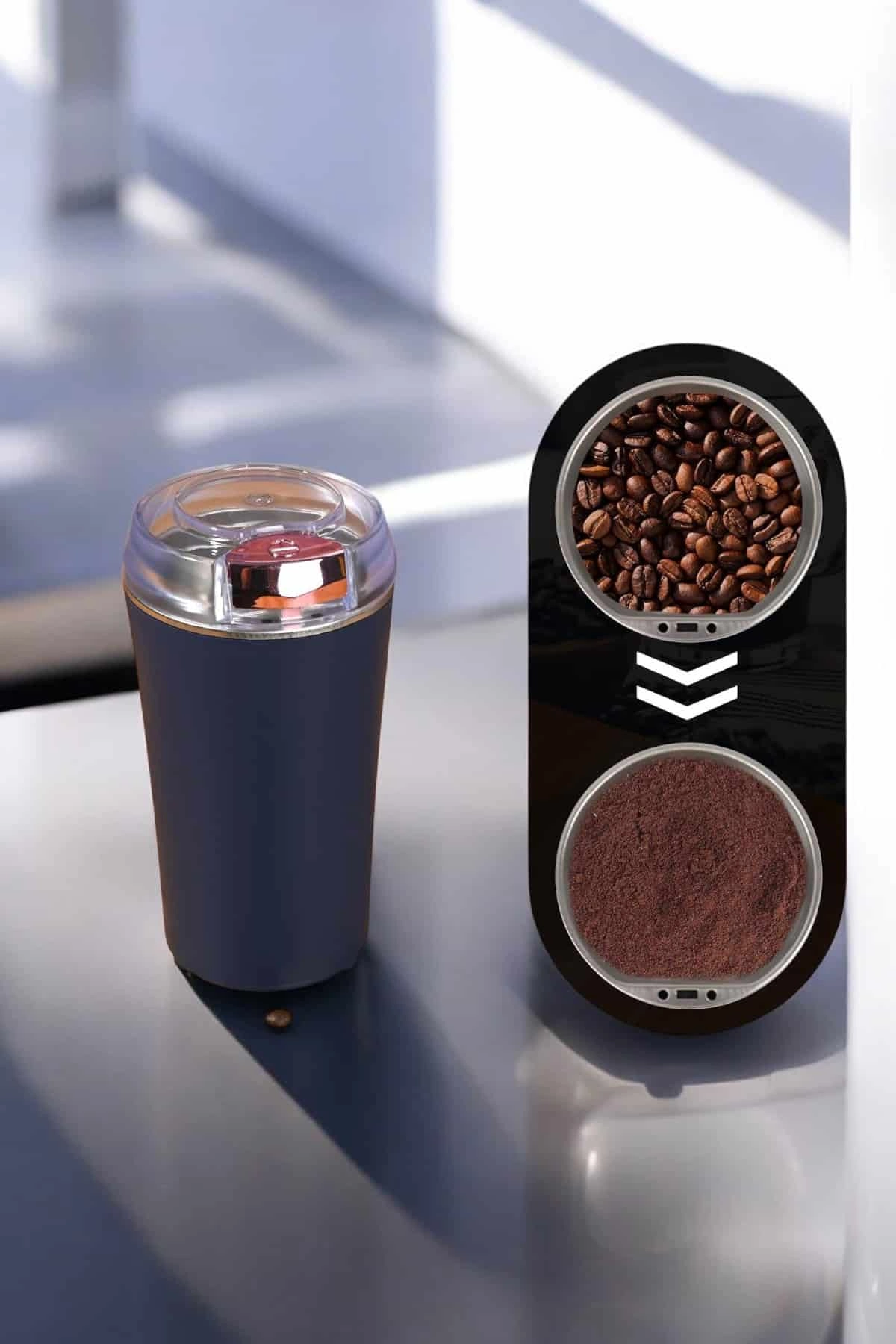 Taşınabilir Kahve & Baharat Öğütücü, Kolay Temizlenebilir Ve Uzun Ömürlü Paslanmaz Çelik ( Lisinya )