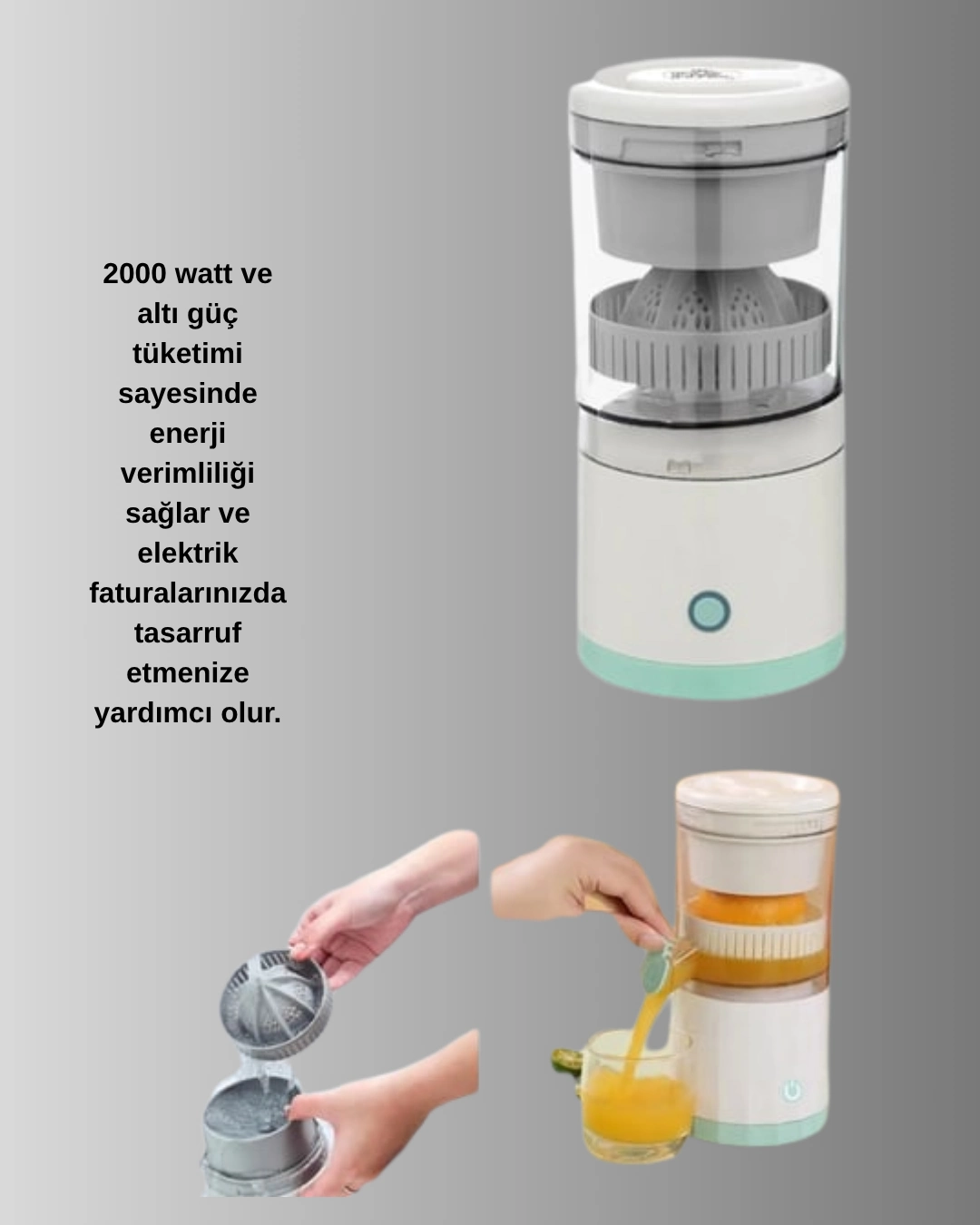 Taşınabilir Katı Meyve Sıkacağı – 45w Güçlü Motor, Çift Kesici Bıçak, Usb Şarjlı Ve Kompakt Tasarım ( Lisinya )