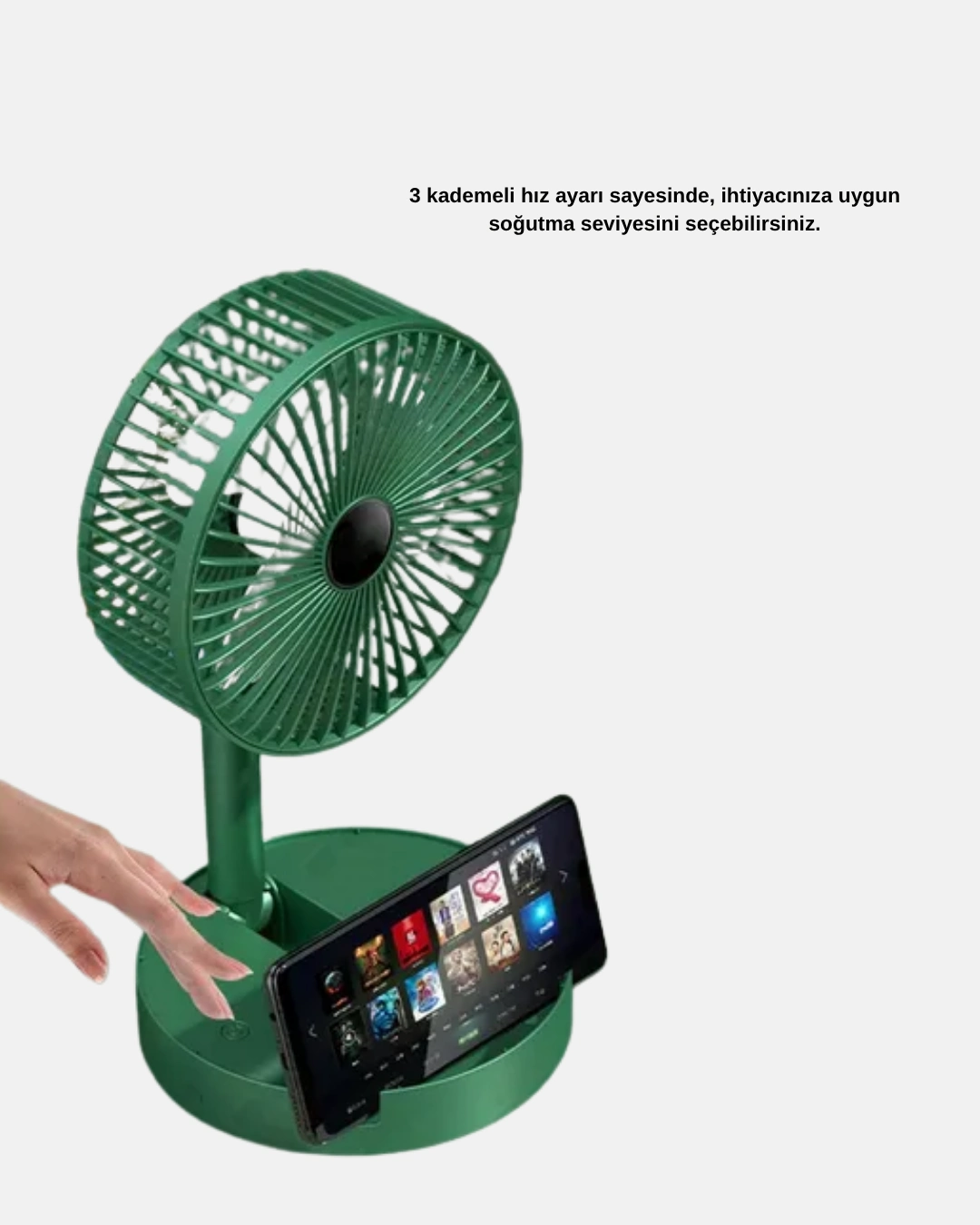 Taşınabilir Katlanabilir Mini Fan 3 Kademeli Şarj Edilebilir ( Lisinya )