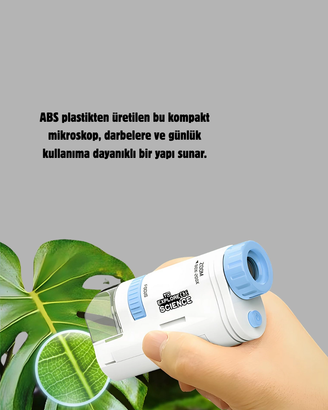 Taşınabilir Mini Mikroskop Led Işıklı 80x–200x Büyütmeli Ve Odak Ayarlı ( Lisinya )