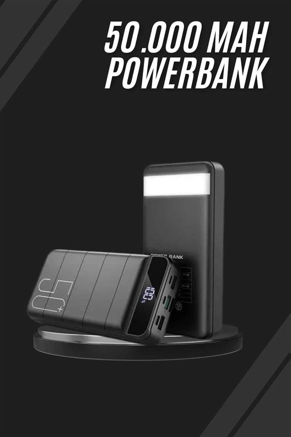 Taşınabilir Powerbank 50.000 Mah 4 Girişli Hızlı Şarj Led Göstergeli Fenerli Şarj ( Lisinya )