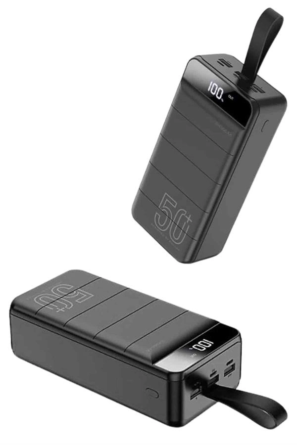 Taşınabilir Powerbank 50.000 Mah 4 Girişli Hızlı Şarj Led Göstergeli Fenerli Şarj ( Lisinya )