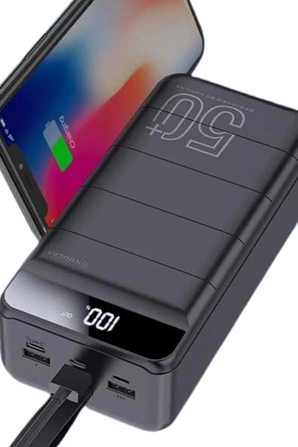 Taşınabilir Powerbank 50.000 Mah 4 Girişli Hızlı Şarj Led Göstergeli Fenerli Şarj ( Lisinya )