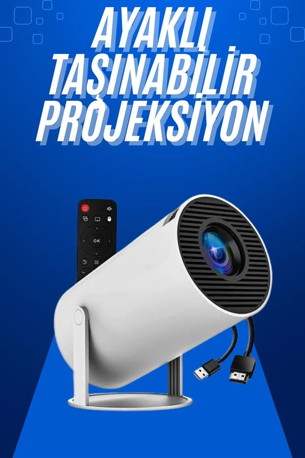 Taşınabilir Projeksiyon Ayaklı Projektör Android Uyumlu Hdmı Girişli ( Lisinya )