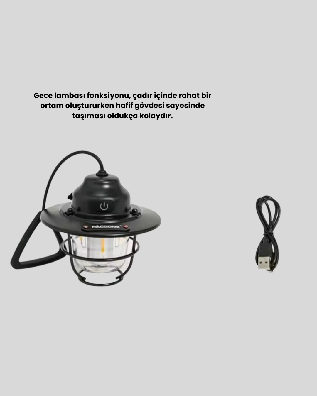 Taşınabilir Retro Çam Konisi Kamp Lambası Gece Işığı Su Geçirmez ( Lisinya )